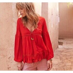 SéZane Women’s Top / blouse boho brick red Sz 34